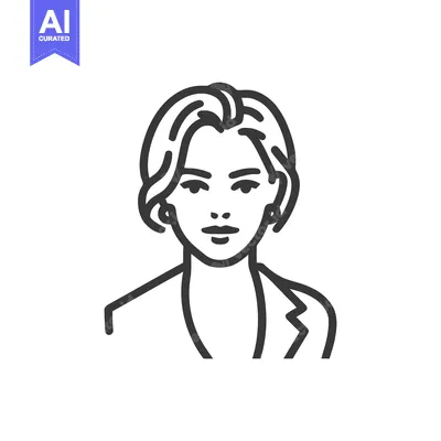 Bold Line Art Portrait of a Confident Professional Woman with Wavy Hai