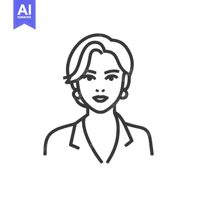 Confident Woman's Bust Portrait with Styled Hair and Blazer Line Icon
