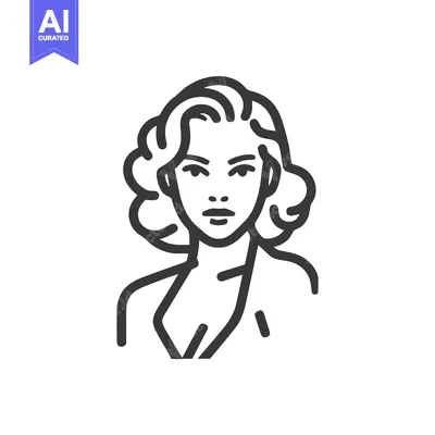 Elegant Woman with Classic Wavy Hair, a Minimalist Line Art Portrait
