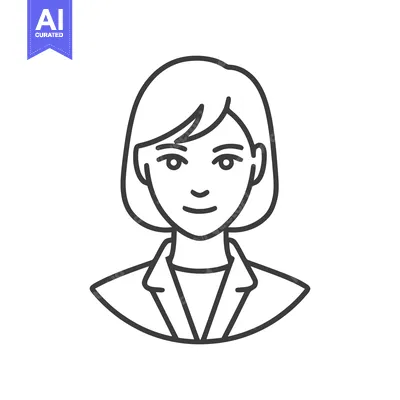 Aset desain premium: Professional Woman Bust Icon, Minimalist Line Art for Business Profile