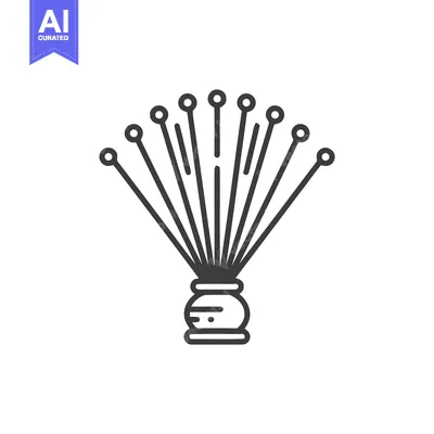 Minimalist Line Art Icon of an Aromatic Reed Diffuser with Fanned Scen
