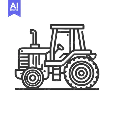 Modern Farm Tractor Profile in a Clean, Bold Line Art Style