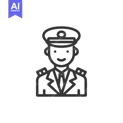 Popular premium asset: Smiling Pilot or Captain in Uniform Minimalist Line Art Icon