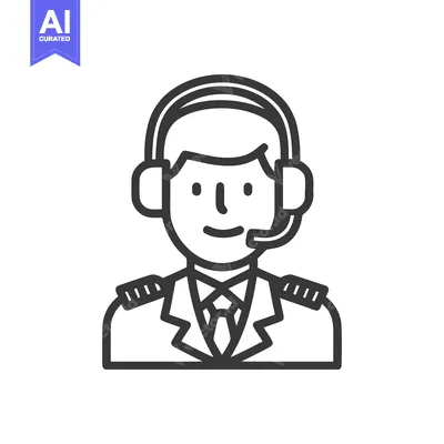 Professional Aviator in Uniform with Headset, Minimalist Vector Icon