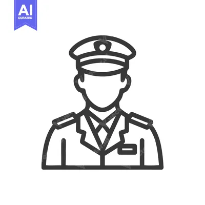 Faceless Uniformed Officer or Pilot Line Icon on White Background