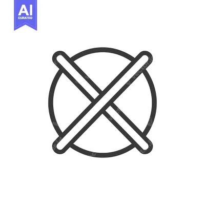 A black and white circle with a cross through it