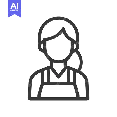 Anonymous Female Professional in Apron, Clean Line Art Graphic