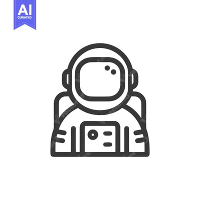 Sleek Monochrome Astronaut Bust Icon in a Minimalist Line Art Style