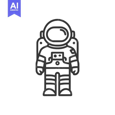 Bold Outline Astronaut Figure, a Minimalist Space Explorer Icon