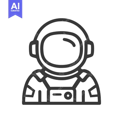 Aset premium populer: Bold Outline Astronaut Icon: A Minimalist Spaceman Portrait for Modern