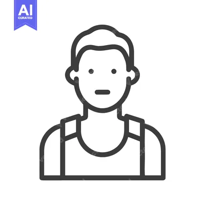 Simple Line Art Icon of a Male Avatar in a Tank Top