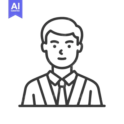 Aset desain premium: Clean Outline Portrait of a Businessman, Minimalist Avatar Icon