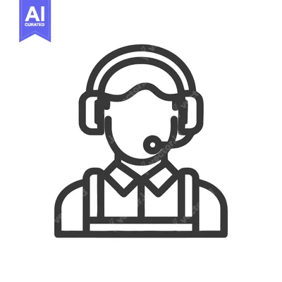 Modern Outline Icon of a Professional Operator in a Vest and Headset