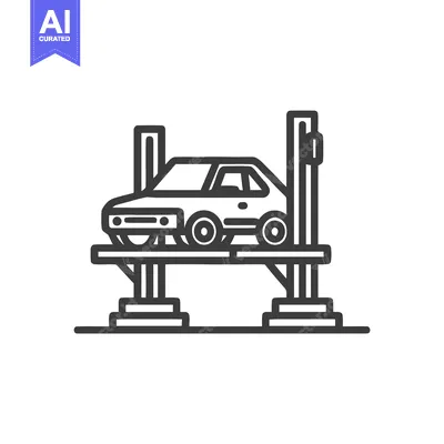 Modern Line Art Icon of a Car on a Hydraulic Lift for Automotive Servi