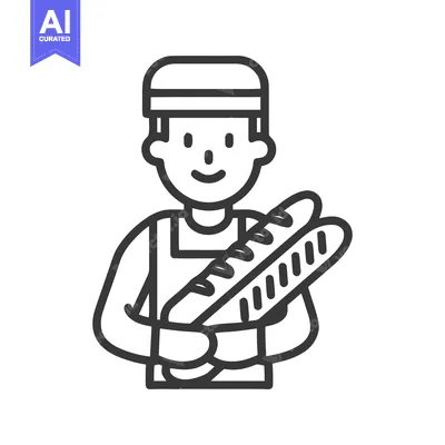 Friendly Baker Proudly Holding Two Fresh French Baguettes, Minimalist