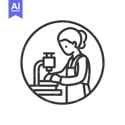 Popular premium asset: Minimalist Circular Icon of a Female Technician at a Precision Microsc