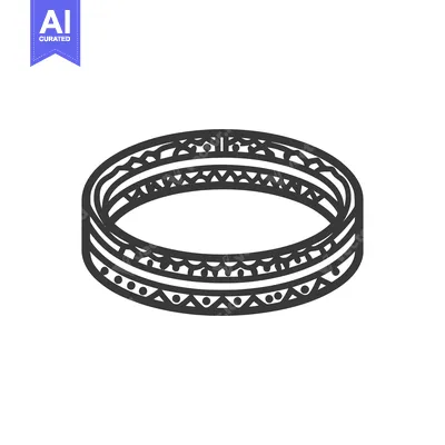 Elegant Stack of Ornate Bangles with Geometric Patterns, Monochrome Li