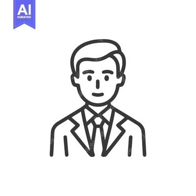 Premium design asset: Modern Minimalist Line Art Icon of Professional Man in Business Suit a