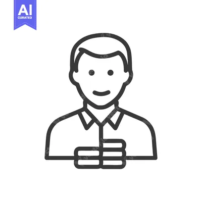 Premium design asset: Professional Man with Documents, Minimalist Outline Vector Icon
