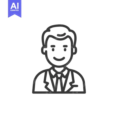 Friendly Businessman Avatar, a Minimalist Line Art Icon of a Man in a