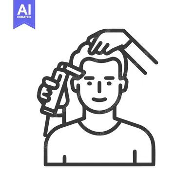 Aset premium populer: Professional Hair Styling with Spray Can, Minimalist Black Line Art Ic