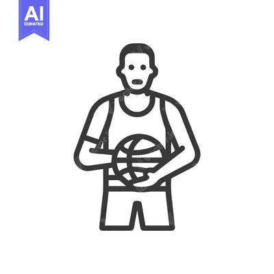 Popular premium asset: Bold Outline Icon of a Basketball Player in Uniform Holding a Ball