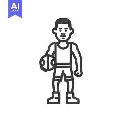 Modern Bold Line Icon of a Basketball Player Holding a Ball