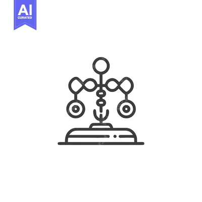 Kinetic Perpetual Motion Sculpture with Infinity Loops Line Icon