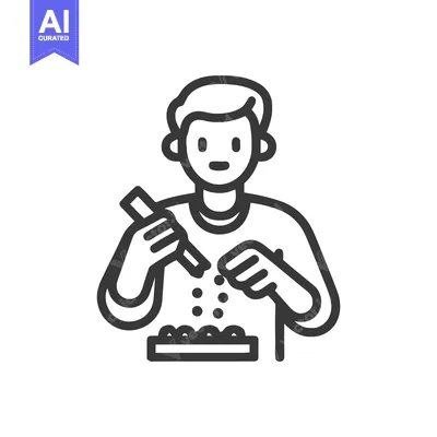 Precision Seeding: Minimalist Line Icon of a Person Planting in a Tray