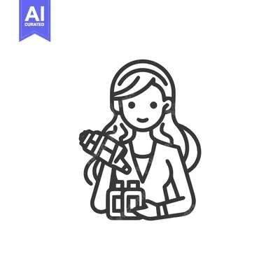 Friendly female creator with 3D pen, a minimalist icon of modern DIY a