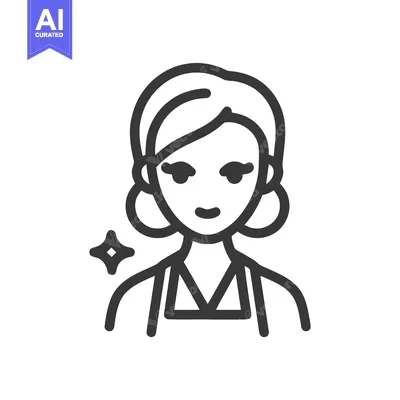 Aset premium populer: Simple Line Art Woman Icon with Sparkle, Ideal for Cleaning or Beauty