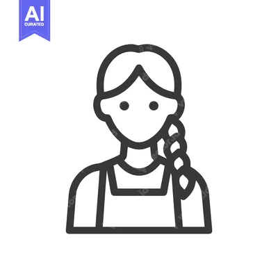 Premium design asset: Minimalist Line Icon of Woman with Braid, Simple Female User Profile A