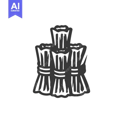 Stylized Black and White Icon of Three Tied Agricultural Harvest Bundl