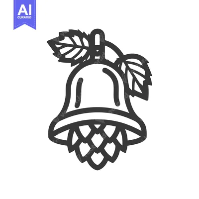 Stylized Hop Bell Icon: A Clever Fusion of a Bell and Hop Cone for Bre