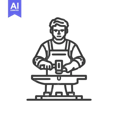 Blacksmith Hammering Anvil Line Art Icon - Traditional Craftsmanship V