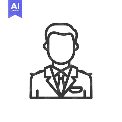Aset desain premium: Anonymous Professional Man in Suit, Minimalist Monochrome Line Art Ico