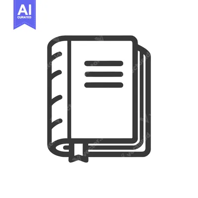 Aset desain premium: Minimalist Outline Icon of a Closed Book with Bookmark and Spine Detai
