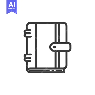 Aset premium populer: Modern line art icon of a closed journal with a secure clasp and side