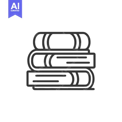 Aset desain premium: Minimalist Stack of Three Books Line Icon for Knowledge and Education