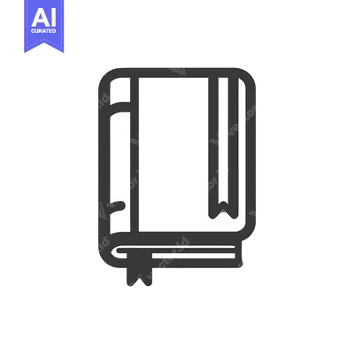 Premium design asset: Minimalist Line Art Icon of a Closed Book with a Ribbon Bookmark