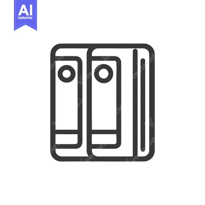Two Upright Books with Circular Spine Labels, Minimalist Line Icon