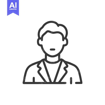 Aset desain premium: Professional Male User Profile Avatar, a Minimalist Line Art Icon of a