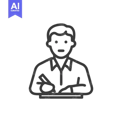 Premium design asset: Modern Line Icon of a Writer, Student, or Clerk at Work