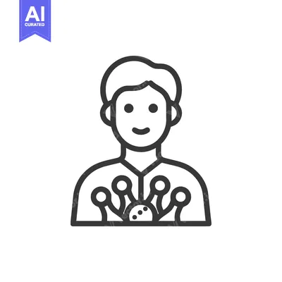 Minimalist Line Icon of a Smiling Person as a Viral Host