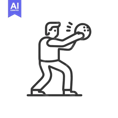 Dynamic Bowler in Action, a Modern Minimalist Line Art Icon
