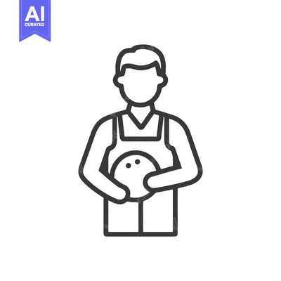 Popular premium asset: Minimalist Line Art Icon of a Bowler Holding a Ball