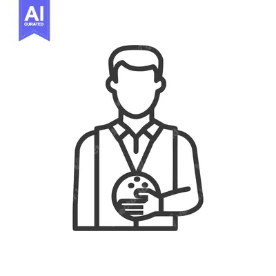 Aset desain premium: Sleek Line Art Icon of a Faceless Bowler in a Vest Holding a Ball