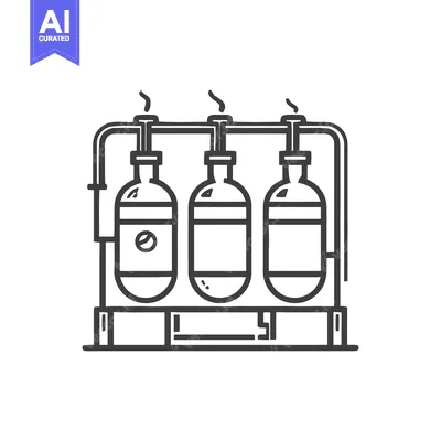 Aset premium populer: Modern Line Art of a Brewery Fermentation System with Three Tanks