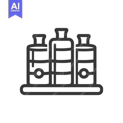 Aset desain premium: Three Stylized Paint Tubes in a Row, Minimalist Line Art Icon