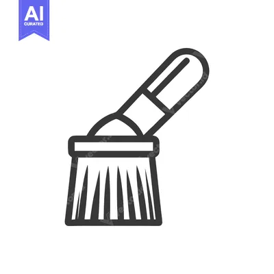 Minimalist Handheld Brush Icon with Rounded Handle and Bristles